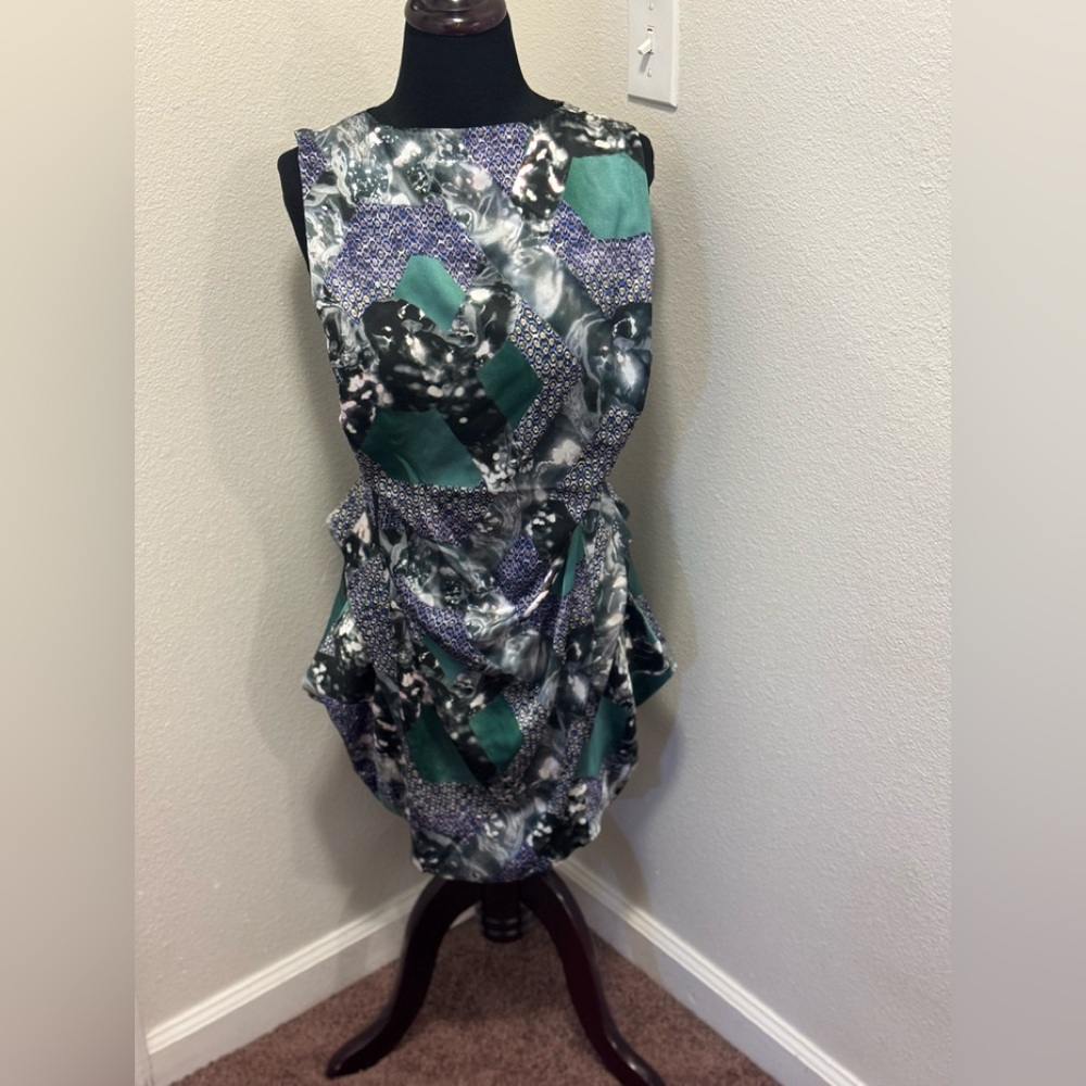 Peter Pilotto 100% Silk Mini Dress Printed Art Deco Abstract UK 10 US 6